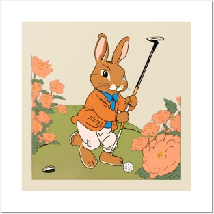 Golfing Rabbit Dad Bunny Lover is a Golfer in the Golf Club Tournament Posters and Art